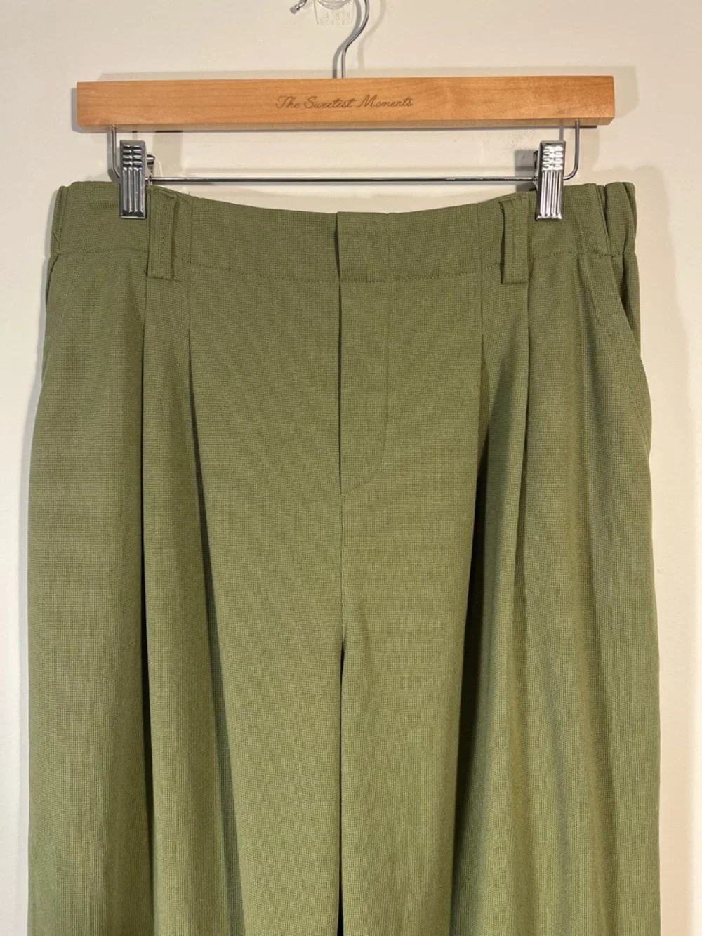 Halara Flex High Waisted Pocket Wide Leg Waffle Work Pants Olive Large - Picture 2 of 11